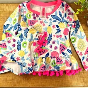 Betsey Johnson Toddler Girls 2 Piece Rash Guard Tankini Swimsuit Set